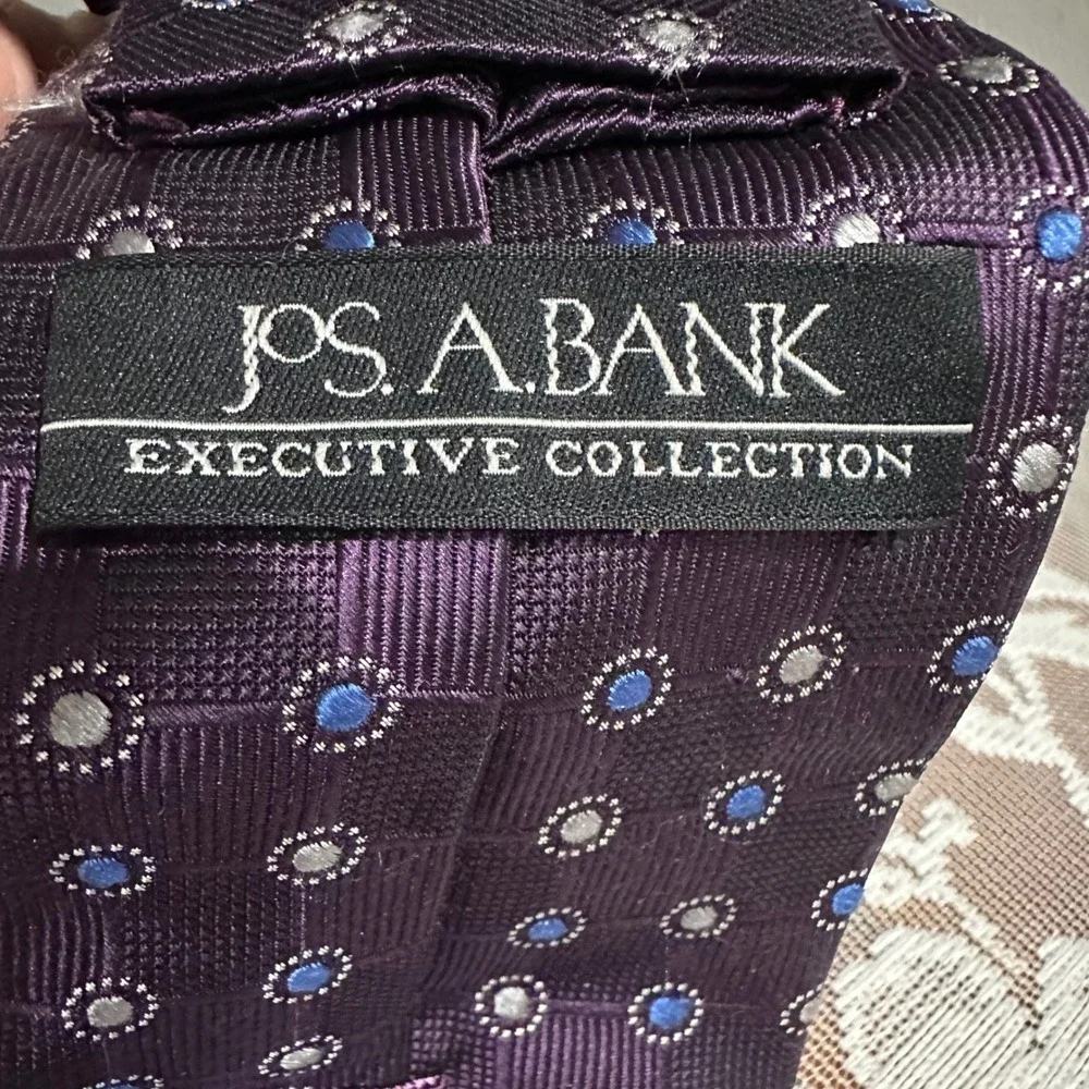 Jos. A. Bank Necktie Mens OS Purple‎ Silk Executive Collection Geometric
